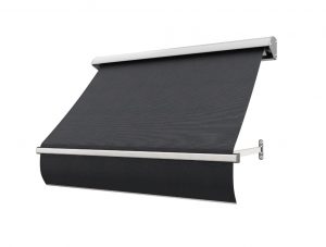 Fönstermarkis Mörkgrå (mörk grå) med motor eller manuell vev i bredd 80–340 cm. Måttanpassad markis från BILLY Markiser i spinnvävd akrylväv med UV-skydd och vattenavvisande yta. Ett elegant och hållbart solskydd i mörkgrå ton – med snabb leverans i hela Sverige.