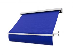 Fönstermarkis Kungligt Blå (blå) med motor eller manuell vev i bredd 80–340 cm. Måttanpassad markis från BILLY Markiser i spinnvävd akrylväv med UV-skydd och vattenavvisande yta. Ett elegant och hållbart solskydd i kungligt blå ton – med leverans i hela Sverige.