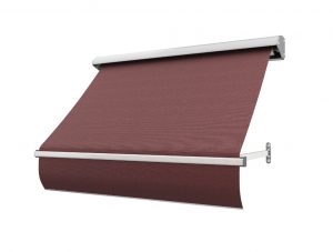 Fönstermarkis Vinröd (röd) med motor eller manuell vev i bredd 80–340 cm. Måttanpassad markis från BILLY Markiser i spinnvävd akrylväv med UV-skydd, vattenavvisande yta och elegant vinröd färg. Ett stilrent och hållbart solskydd för fönster – med leverans i hela Sverige.