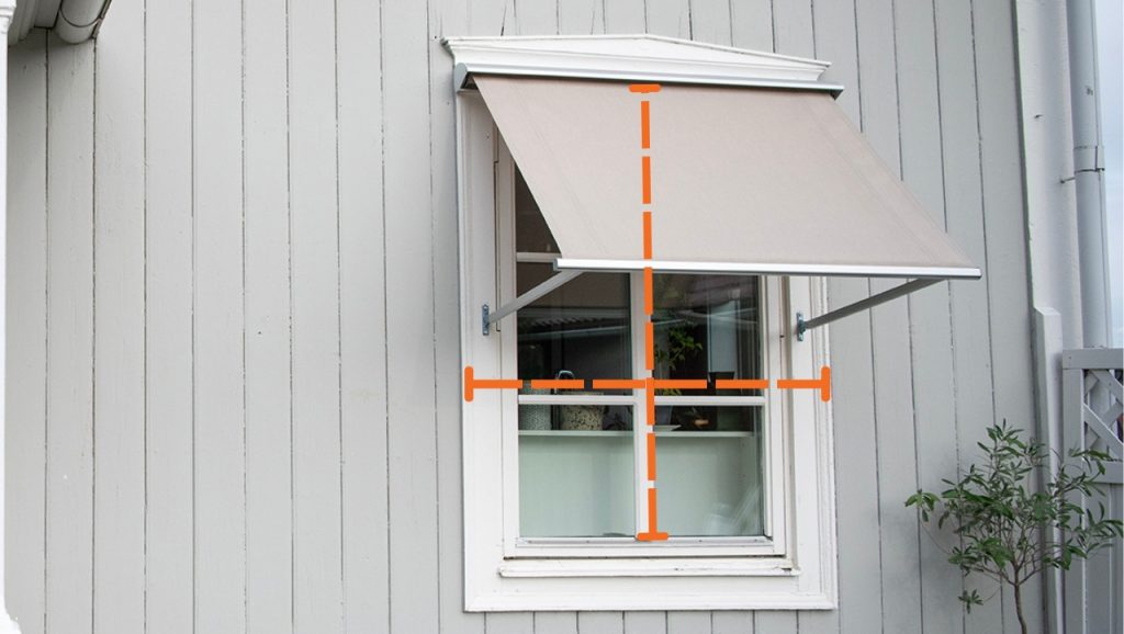 Så mäter du fönstret för fönstermarkis – bilden visar hur du tar rätt mått på bredd och höjd för en skräddarsydd markis.
