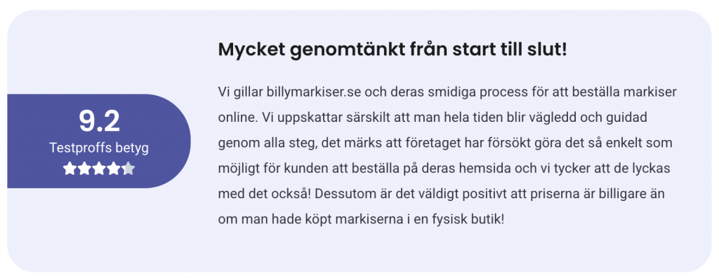 Billy markis sin markis är bäst i test