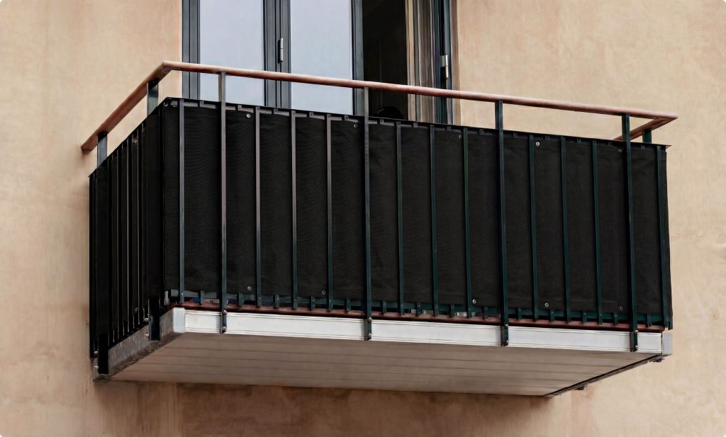 svart balkongskydd