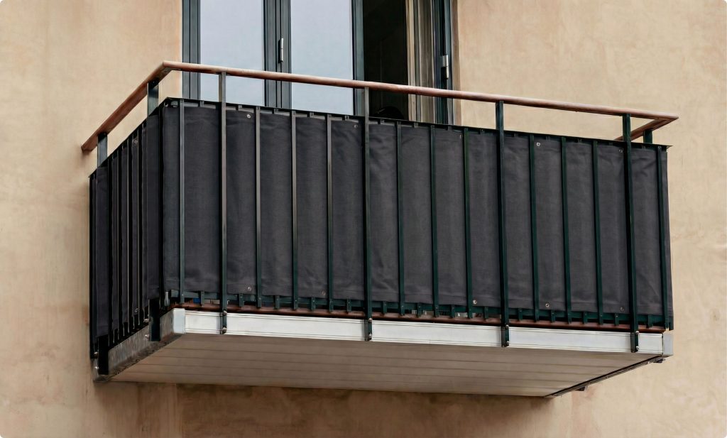 grått balkongskydd